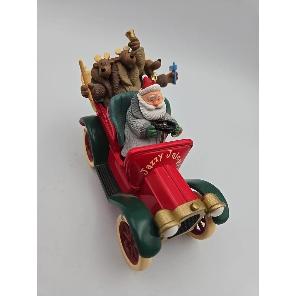 Vintage 1999 Hallmark Keepsake Ornament Jazzy‎ Jalopy Santa Claus & Reindeers